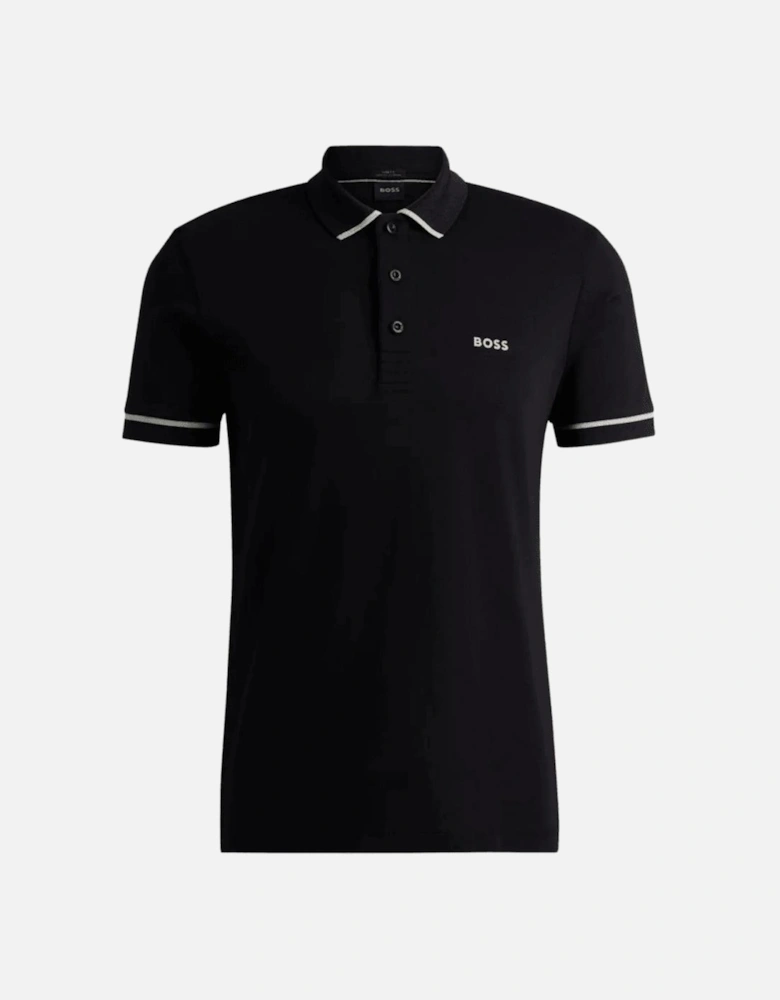 Paule Embroidered Logo Slim Fit Black Polo Shirt