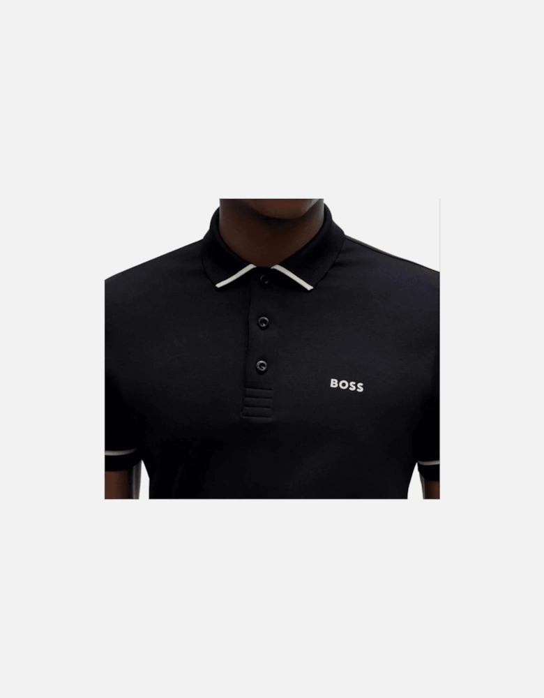 Paule Embroidered Logo Slim Fit Black Polo Shirt