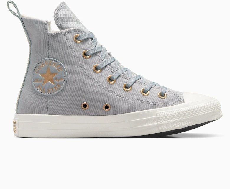 Womens Modern Tailored Polyester Canvas Hi Trainers - Grey