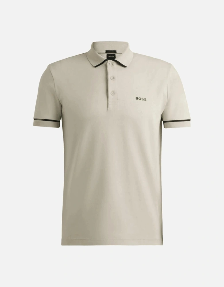 Paule Embroidered Logo Slim Fit Beige Polo Shirt