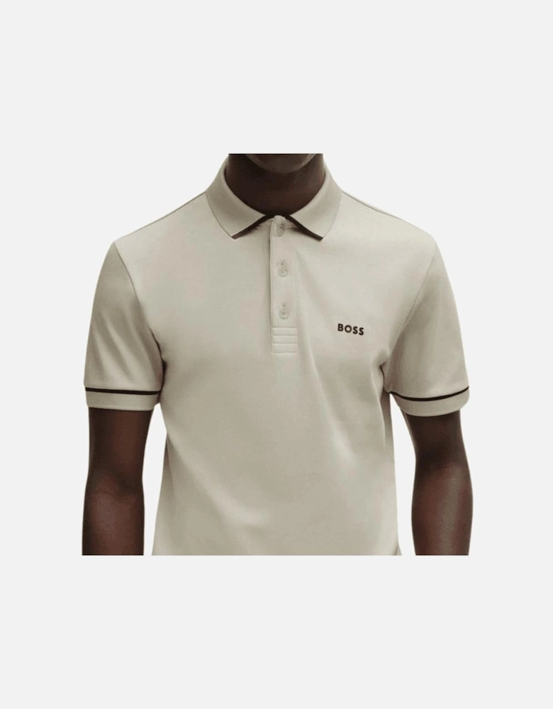 Paule Embroidered Logo Slim Fit Beige Polo Shirt