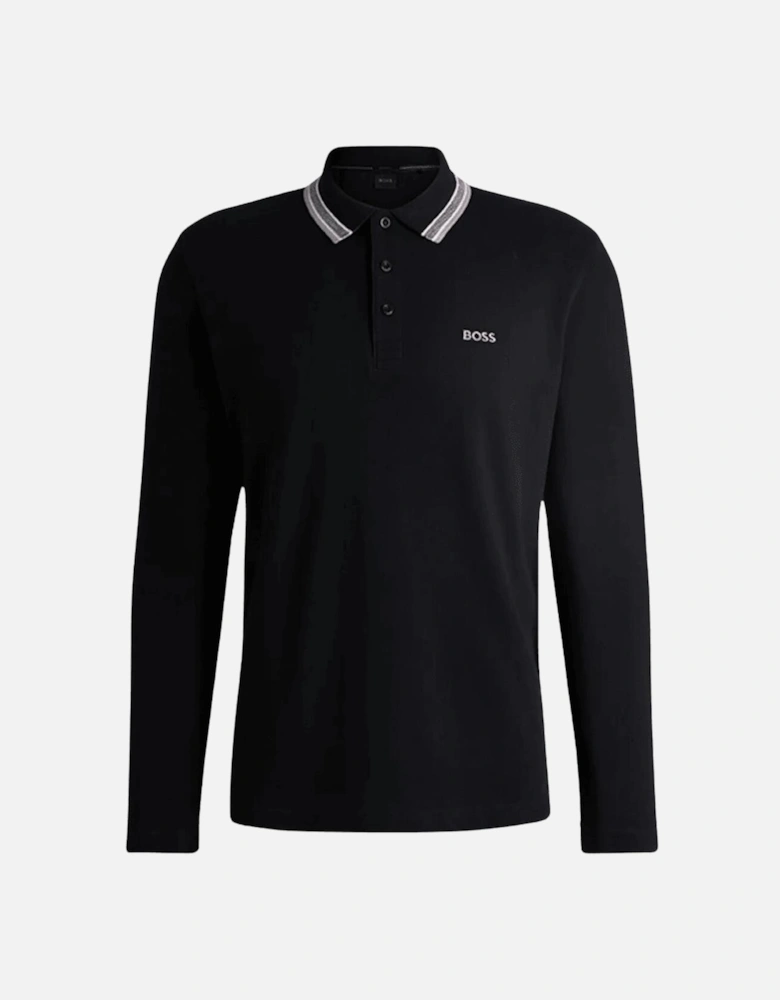 Plisy Embroidered Logo Long Sleeve Dark Blue Polo Shirt