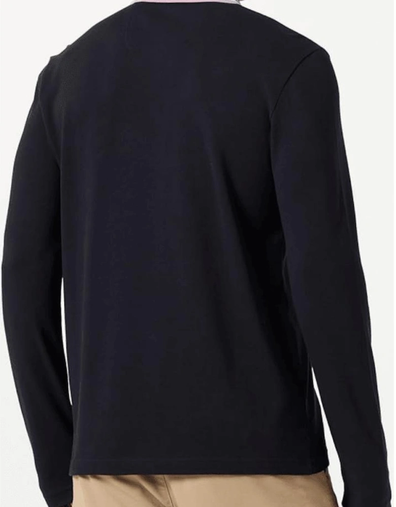 Plisy Embroidered Logo Long Sleeve Dark Blue Polo Shirt