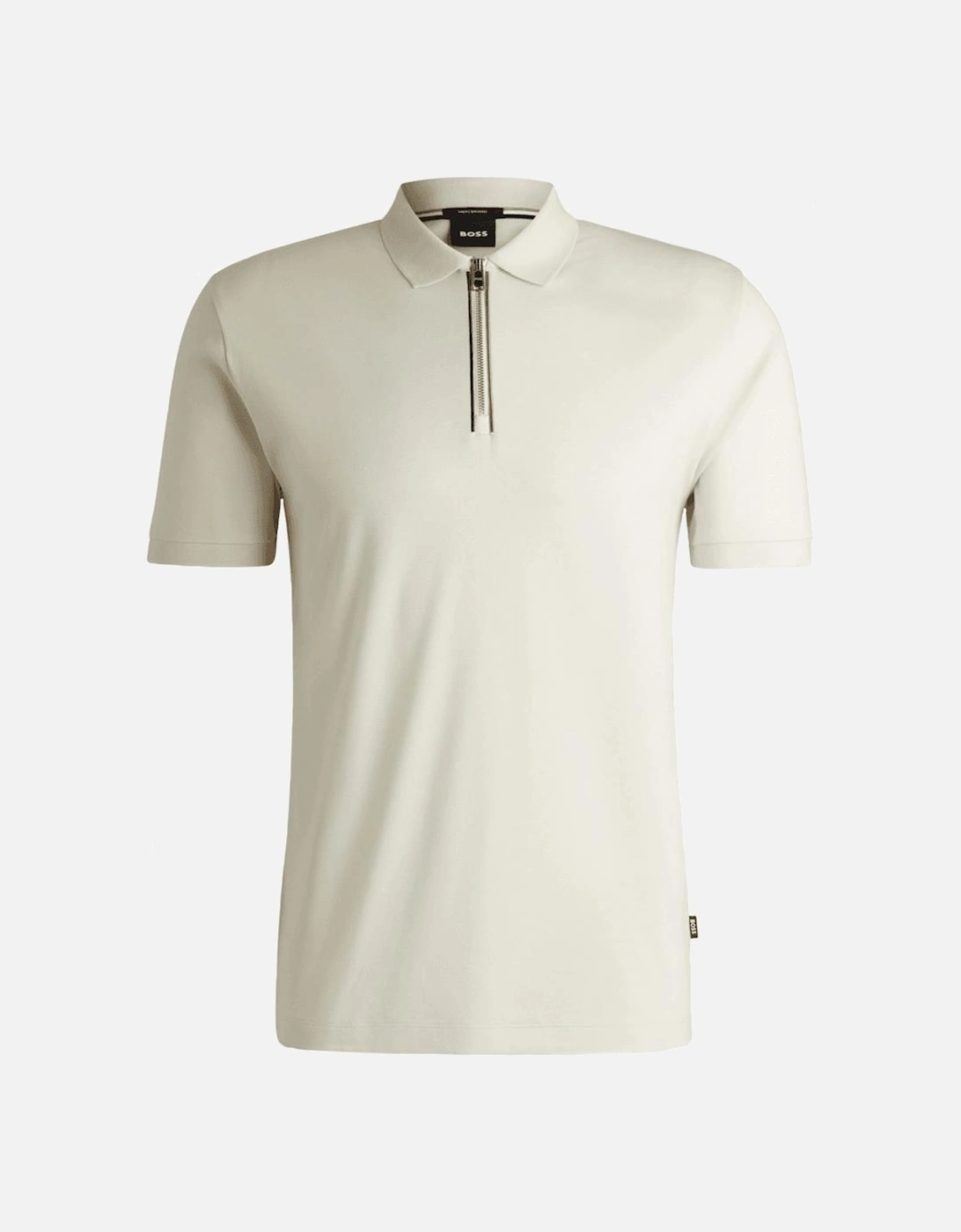 C-Polston Mercerised Cotton Quarter Zip Cream Polo Shirt, 4 of 3