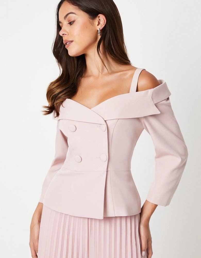 3/4 Sleeve Off Shoulder Peplum Jacket