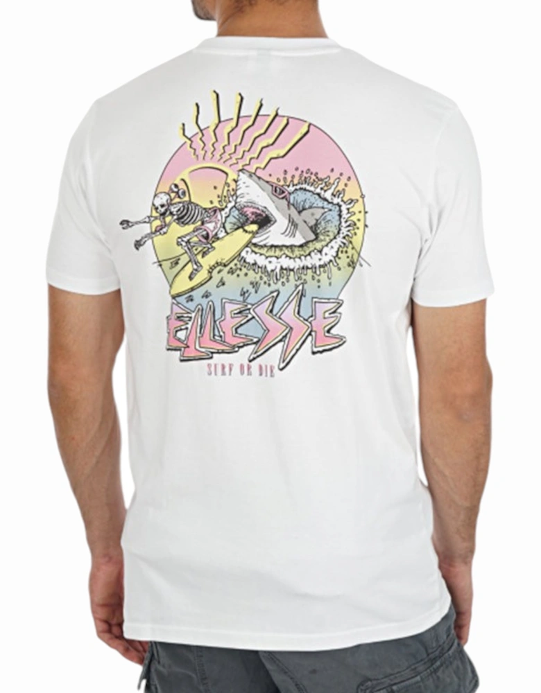 ELLESSE GREAT SHB06816 Mens T-Shirt Crew Neck Short Sleeve Surf White Casual Tee