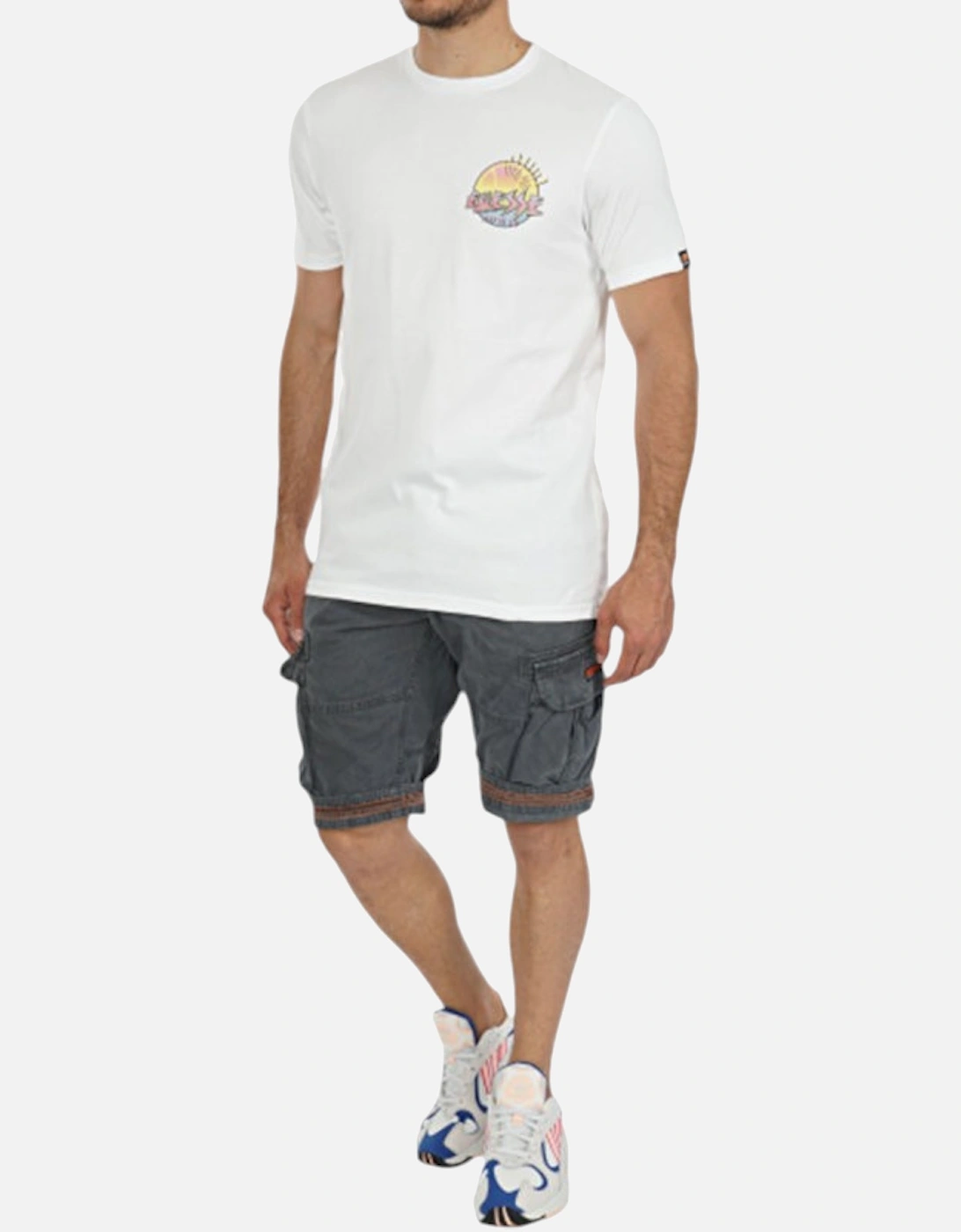 ELLESSE GREAT SHB06816 Mens T-Shirt Crew Neck Short Sleeve Surf White Casual Tee