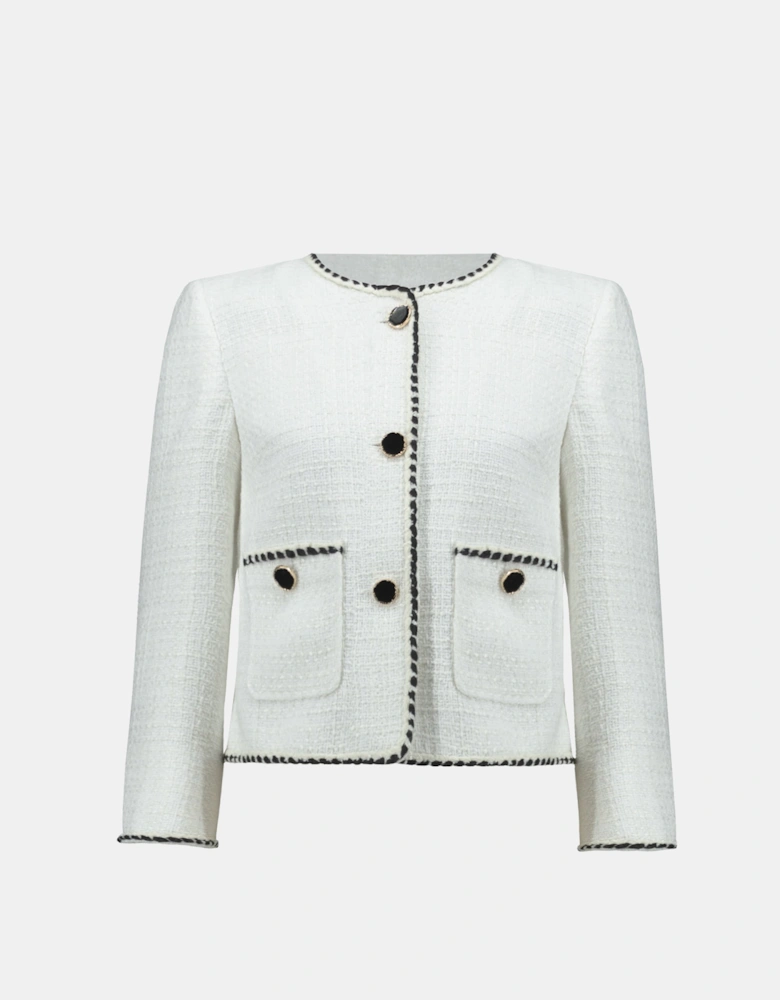 Boucle jacket with contrast trim