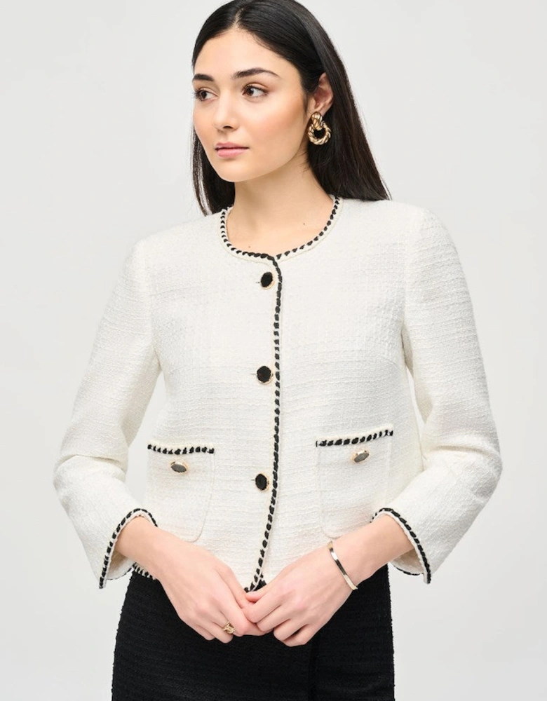 Boucle jacket with contrast trim