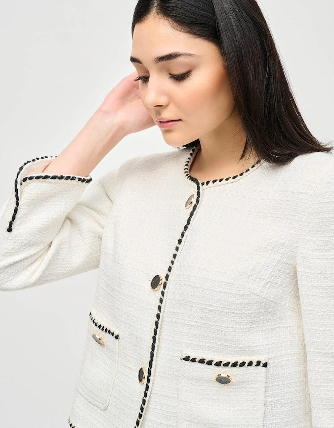 Boucle jacket with contrast trim