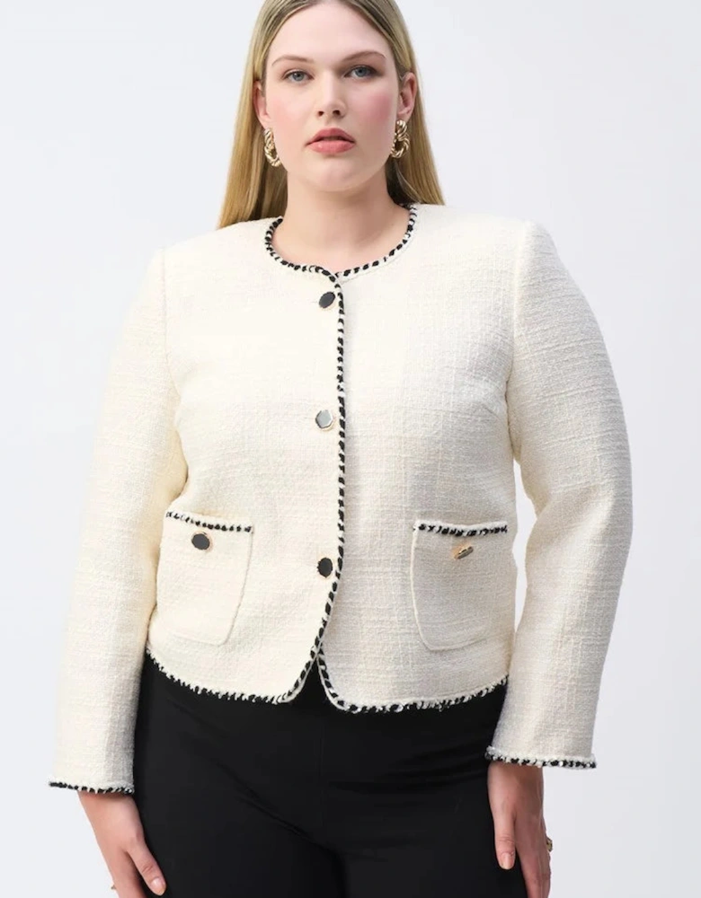 Boucle jacket with contrast trim