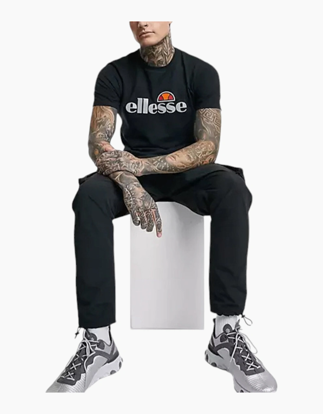 Men's ELLESSE GINITI 2 Mens T Shirts Crew Neck Short Sleeve Cotton Summer Holiday Tee - Black - Size: 40