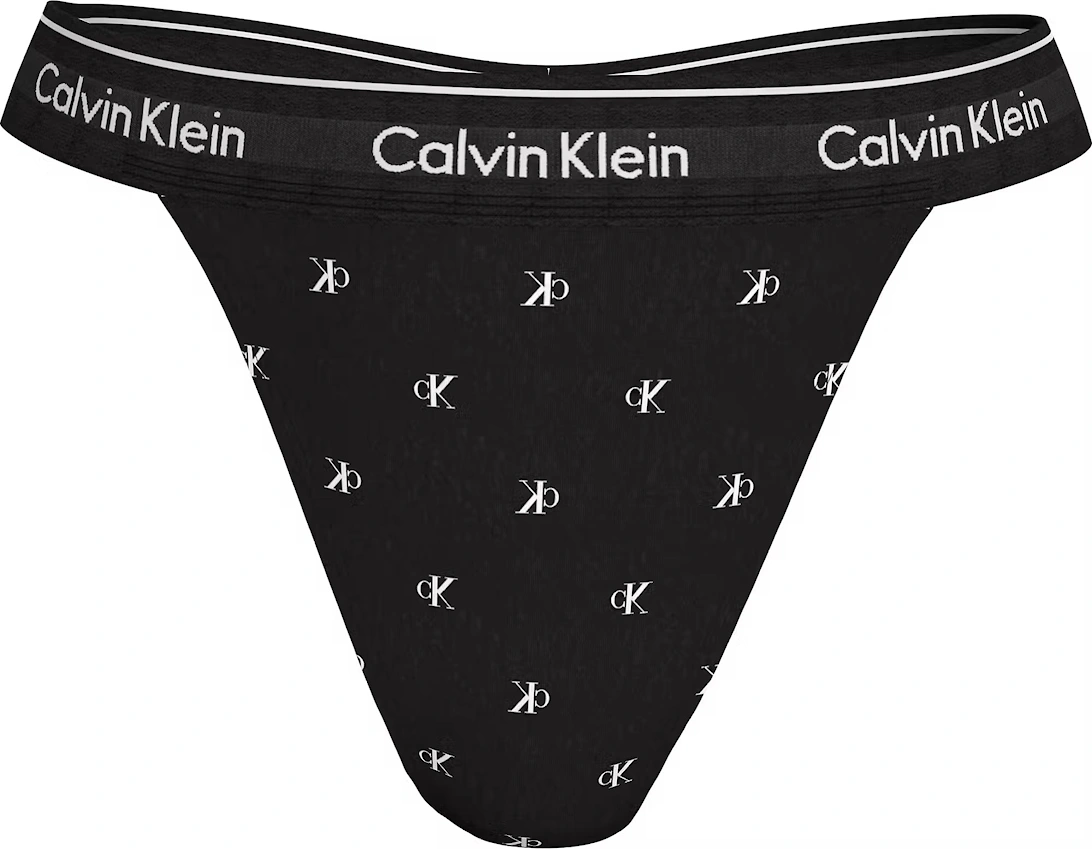 Women Diamond Logo Print String Thong, Black, 6 of 5