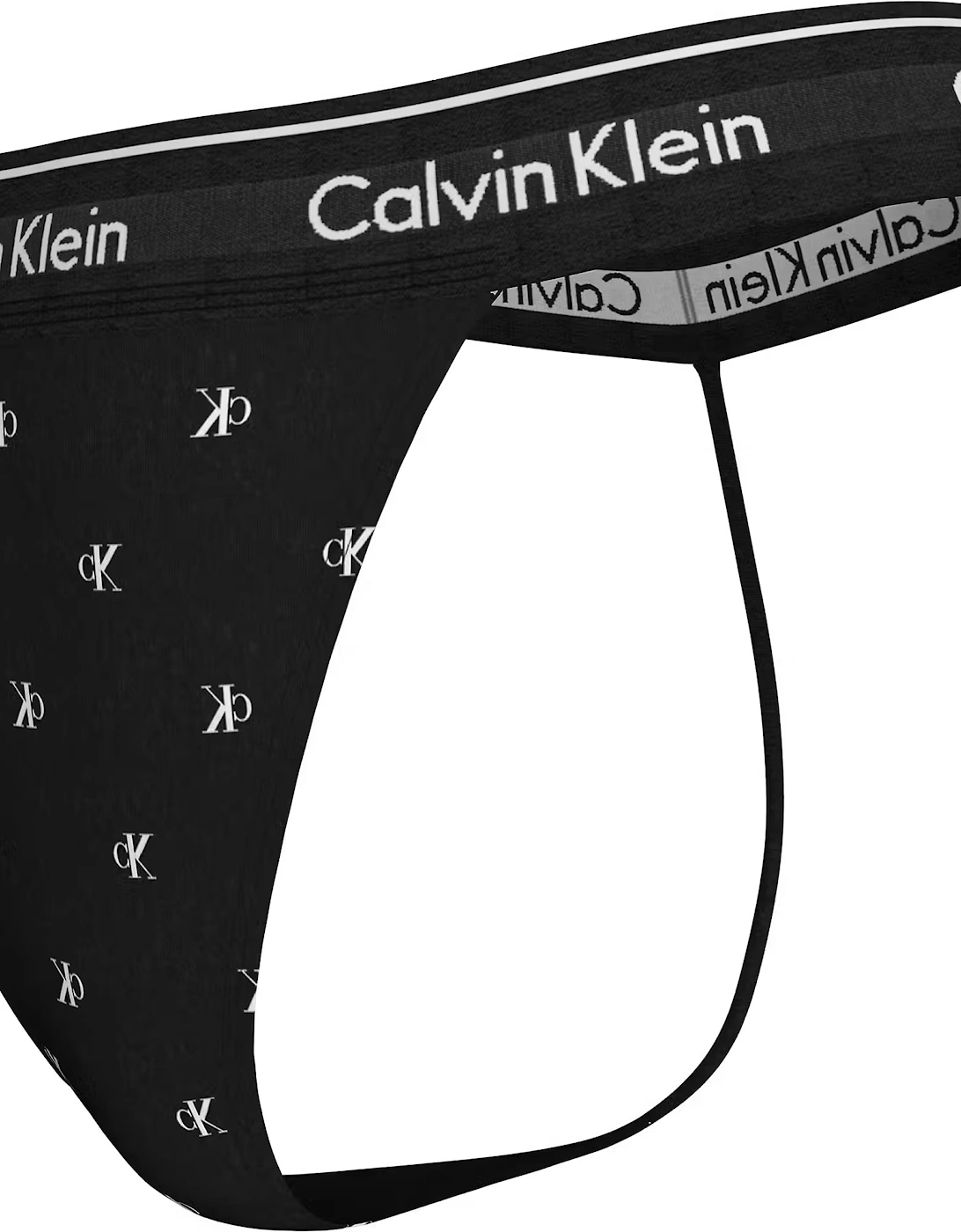 Women Diamond Logo Print String Thong, Black