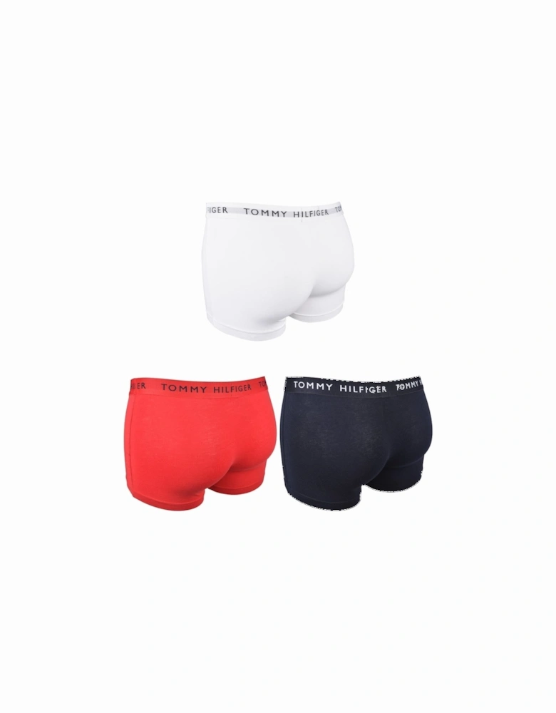 3-Pack Premium Essential Logo Boxer Trunks, Navy/White/Red