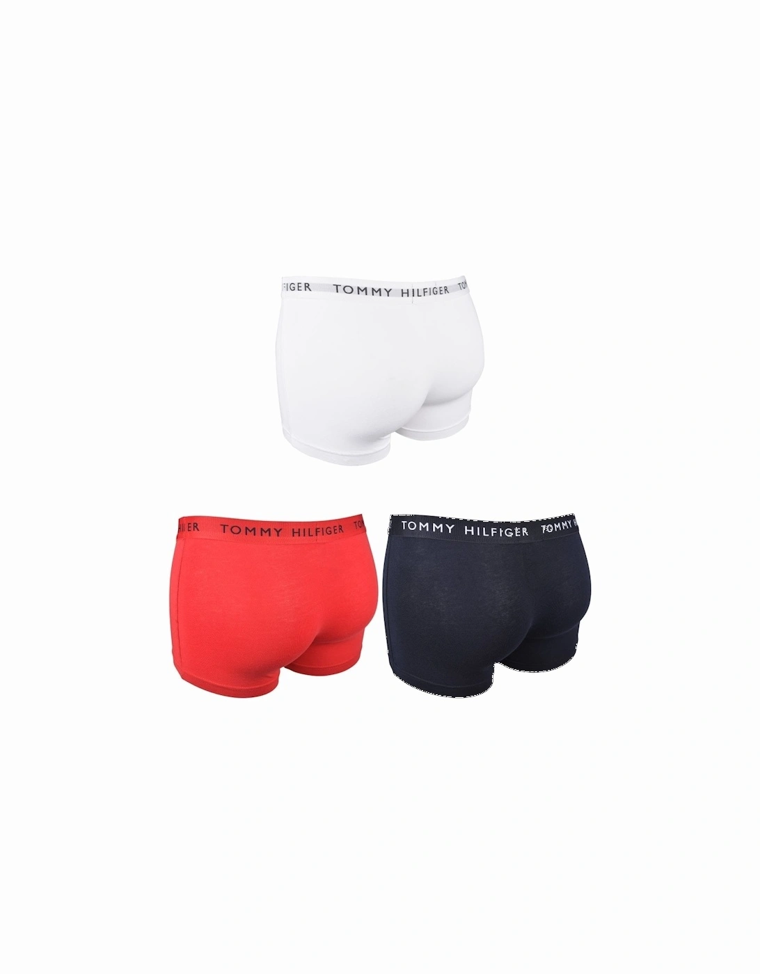 3-Pack Premium Essential Logo Boxer Trunks, Navy/White/Red