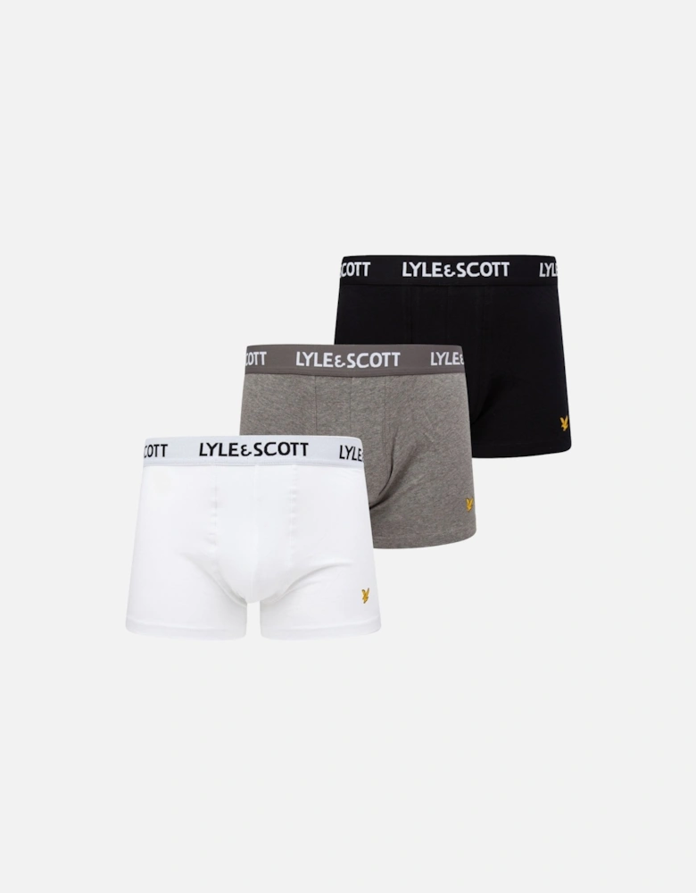 3-Pack Barclay Boxer Briefs, Black/White/Grey