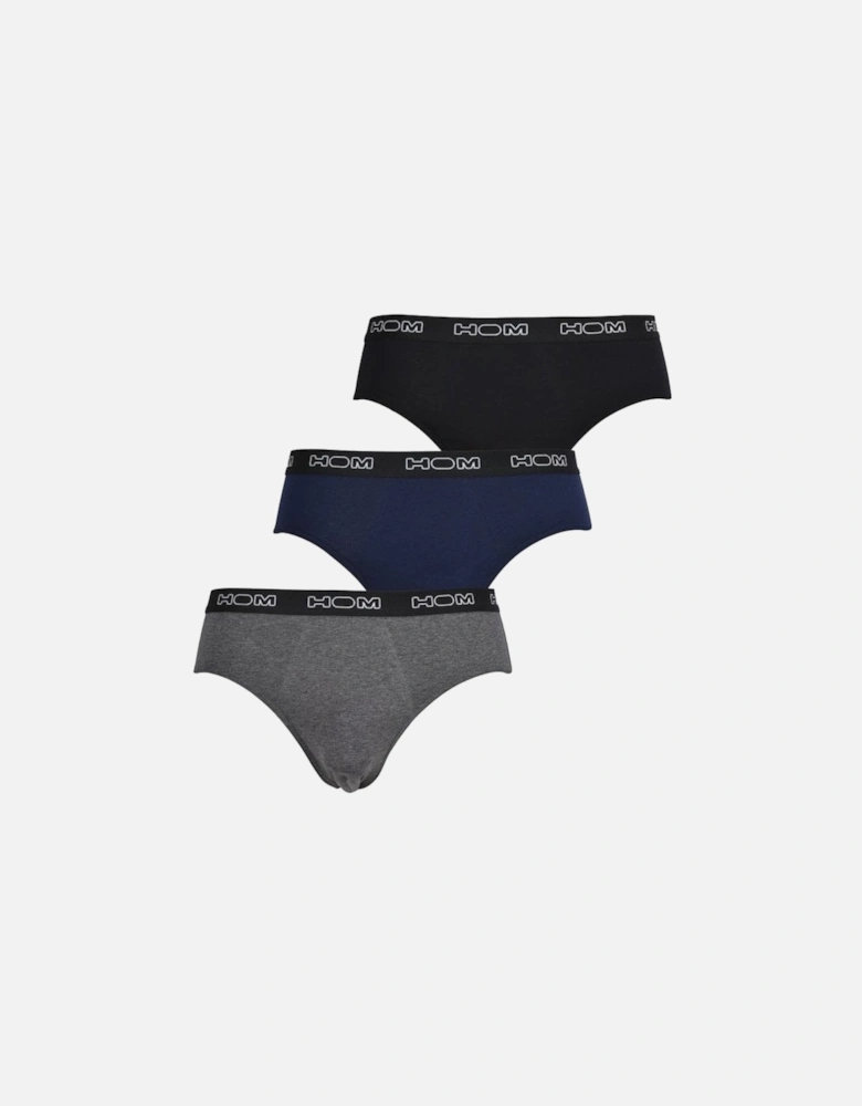 Boxerlines 3-Pack Basic Briefs, Black/Navy/Grey