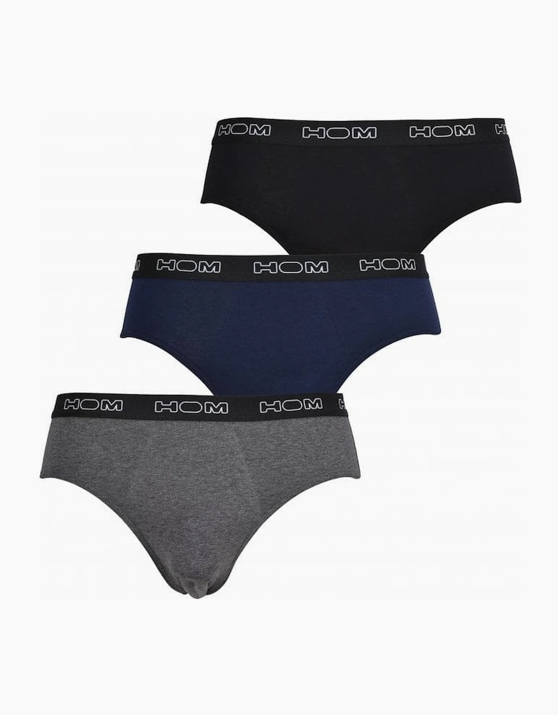 Hom Men's Boxerlines 3-Pack Basic Briefs, Black/Navy/Grey - Size: 39/38/32