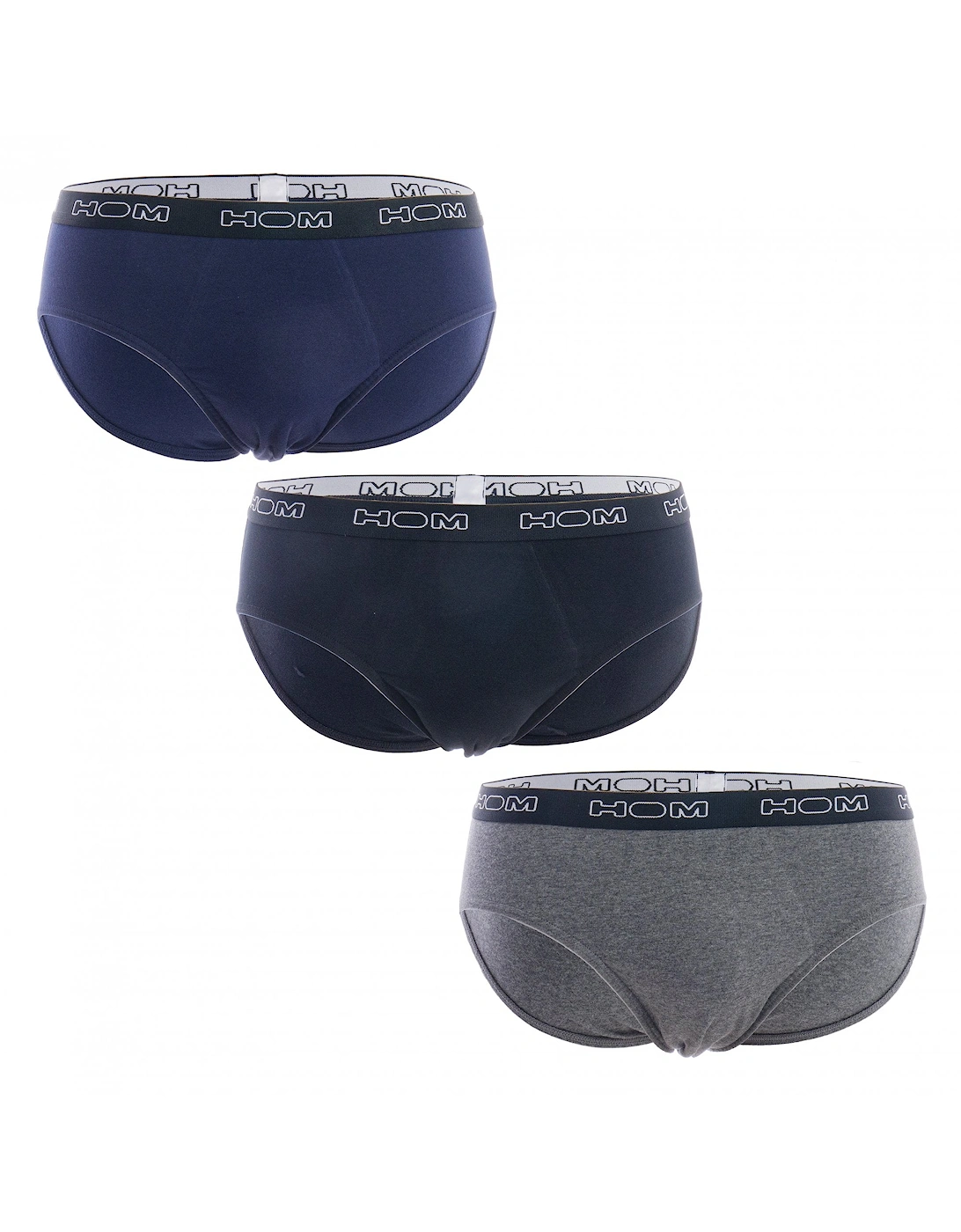 Boxerlines 3-Pack Basic Briefs, Black/Navy/Grey