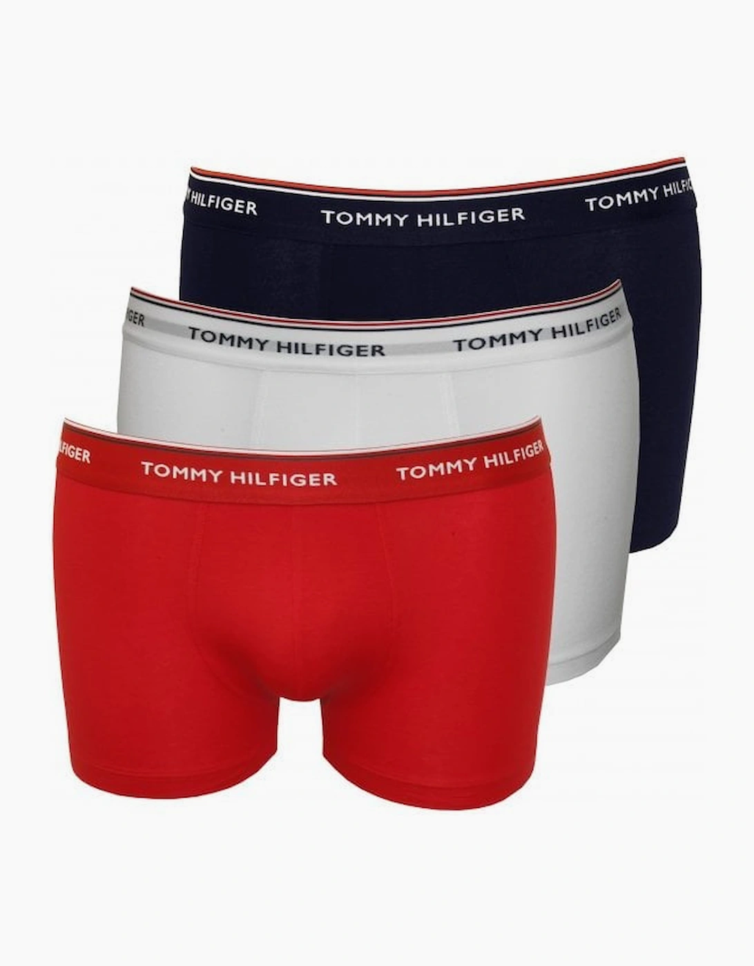 Tommy Hilfiger Men's Red 3-Pack Premium Essentials Boxer Trunks, /White/Navy  33/32/32 M