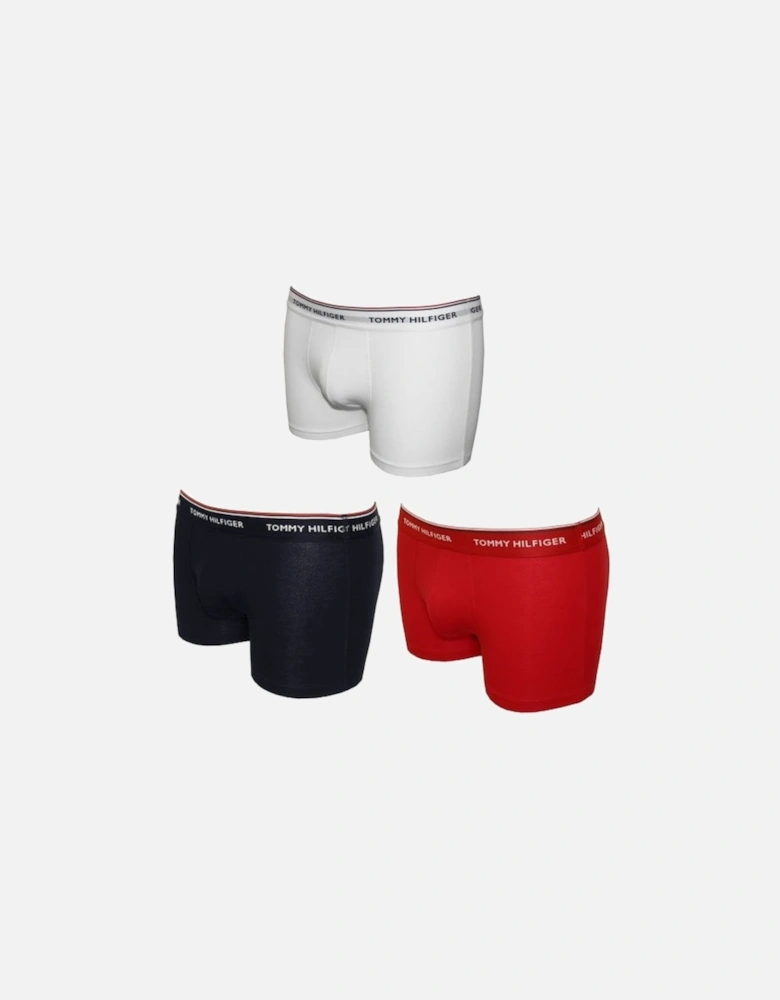 3-Pack Premium Essentials Boxer Trunks, Red/White/Navy