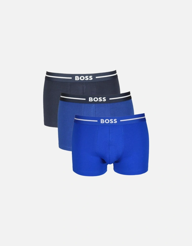 3-Pack Bold Logo Boxer Trunks, Blue Combination