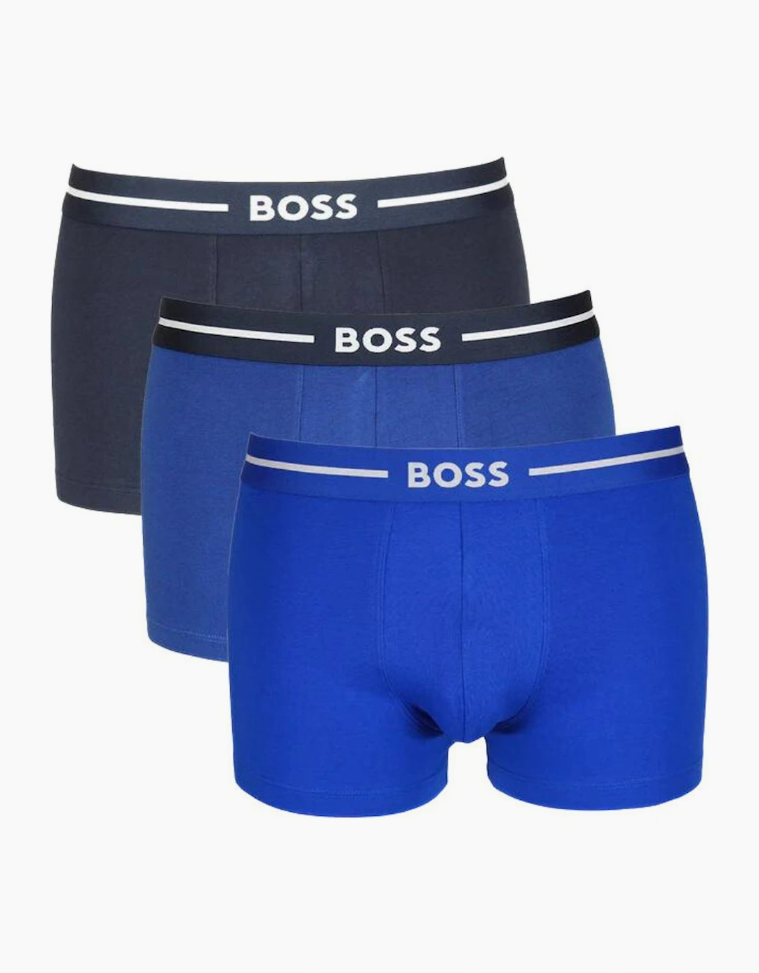 Hugo Boss Men's Blue 3-Pack Bold Logo Boxer Trunks, Combination - Size: 33/32/32