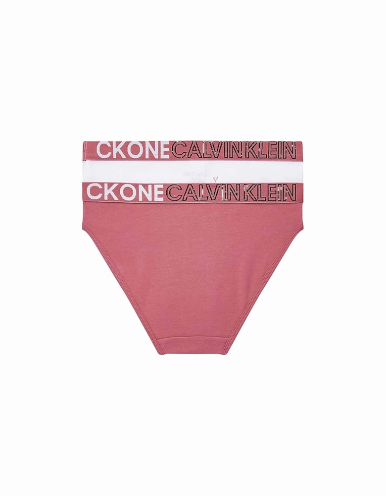 Girls 2 Pack CK One Bikini Brief, Berry Blush/Pvh White