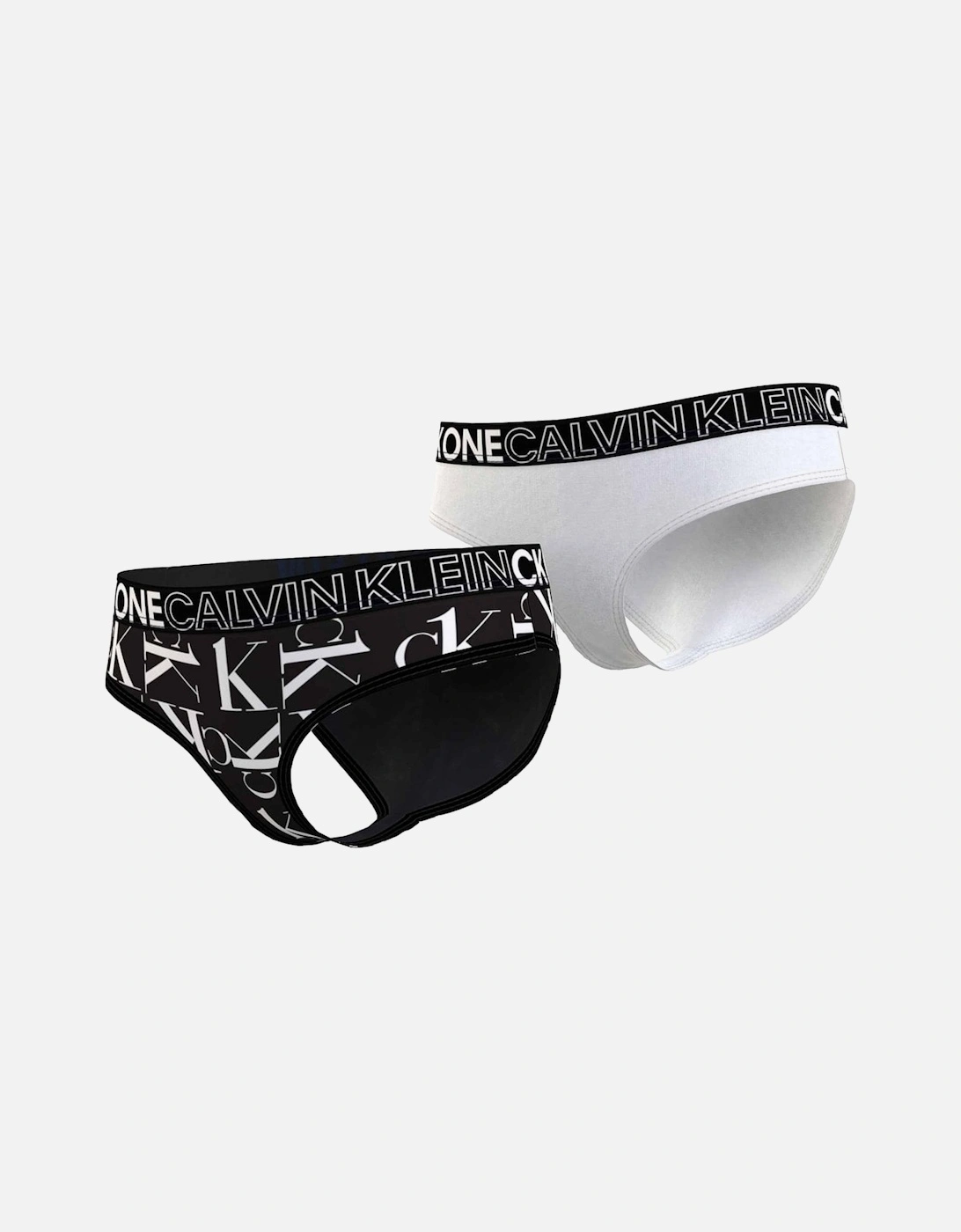 Girls 2 Pack CK One Bikini Brief, CK Repeat Black AOP/ PVH White