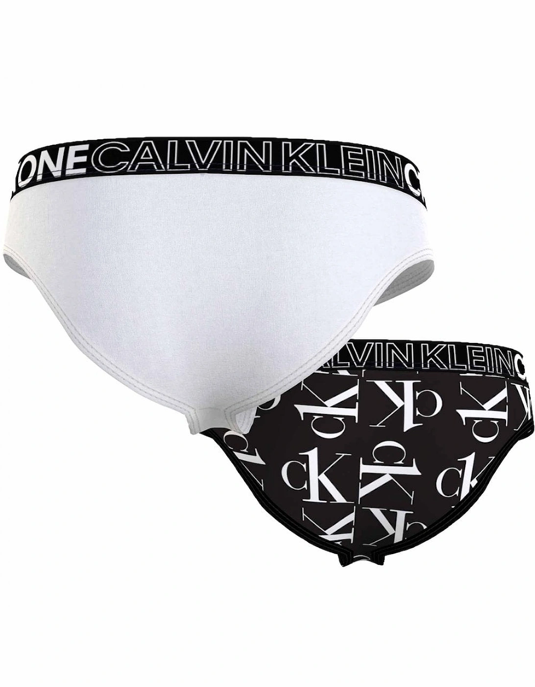 Girls 2 Pack CK One Bikini Brief, CK Repeat Black AOP/ PVH White