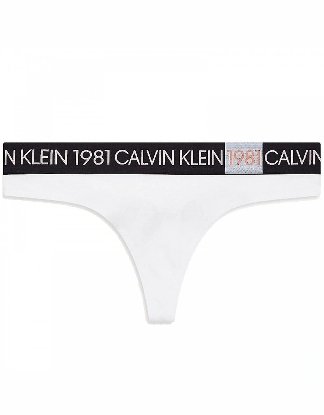 Calvin Klein Women's White 1981 Bold Cotton Thong,  8 Xs
