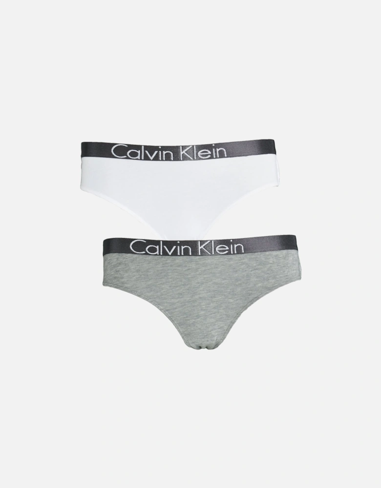 GIRLS 2 Pack Customized Stretch Bikini Brief, Heather Grey / White