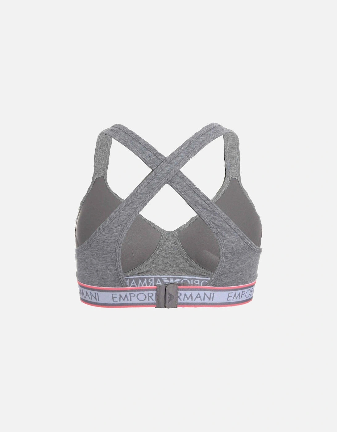 Padded Stretch Cotton Bralette, Grey / Pink Trim