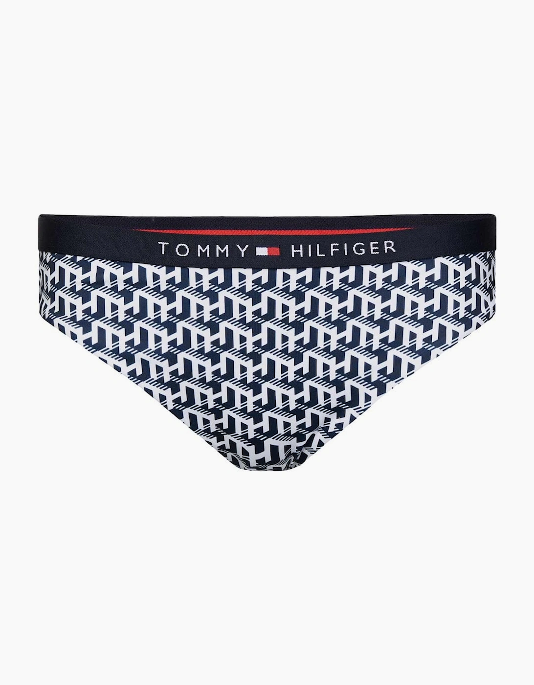 Tommy Hilfiger Women's Classic Logo Waistband Bikini Bottoms, TH Cube Print - Size: 12