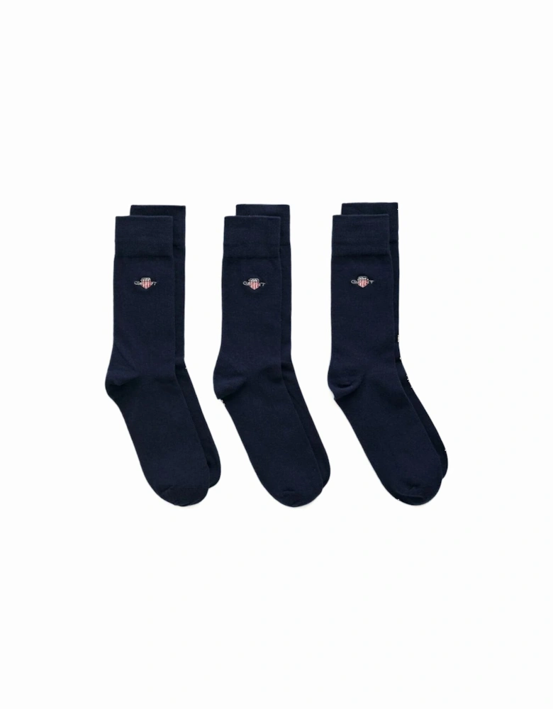 3-Pack Shield Logo Socks, Navy