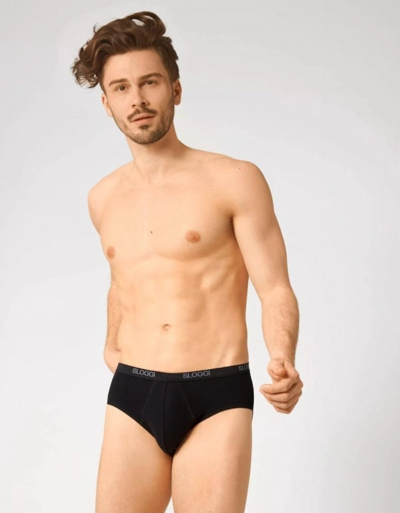 2-Pack Basic Men's Midi Briefs, Black