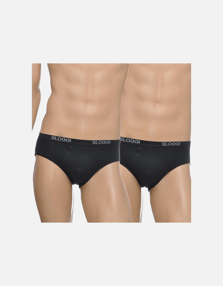 2-Pack Basic Men's Midi Briefs, Black