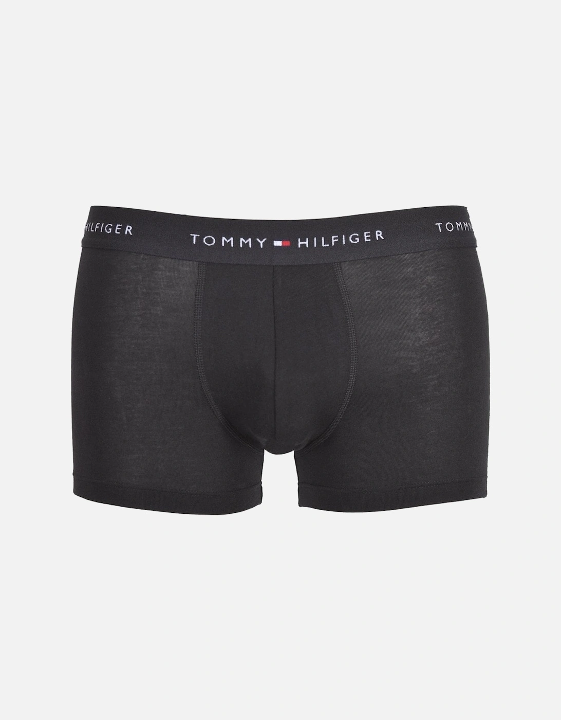 3-Pack Signature Cotton Boxer Trunks, Black with grey/white