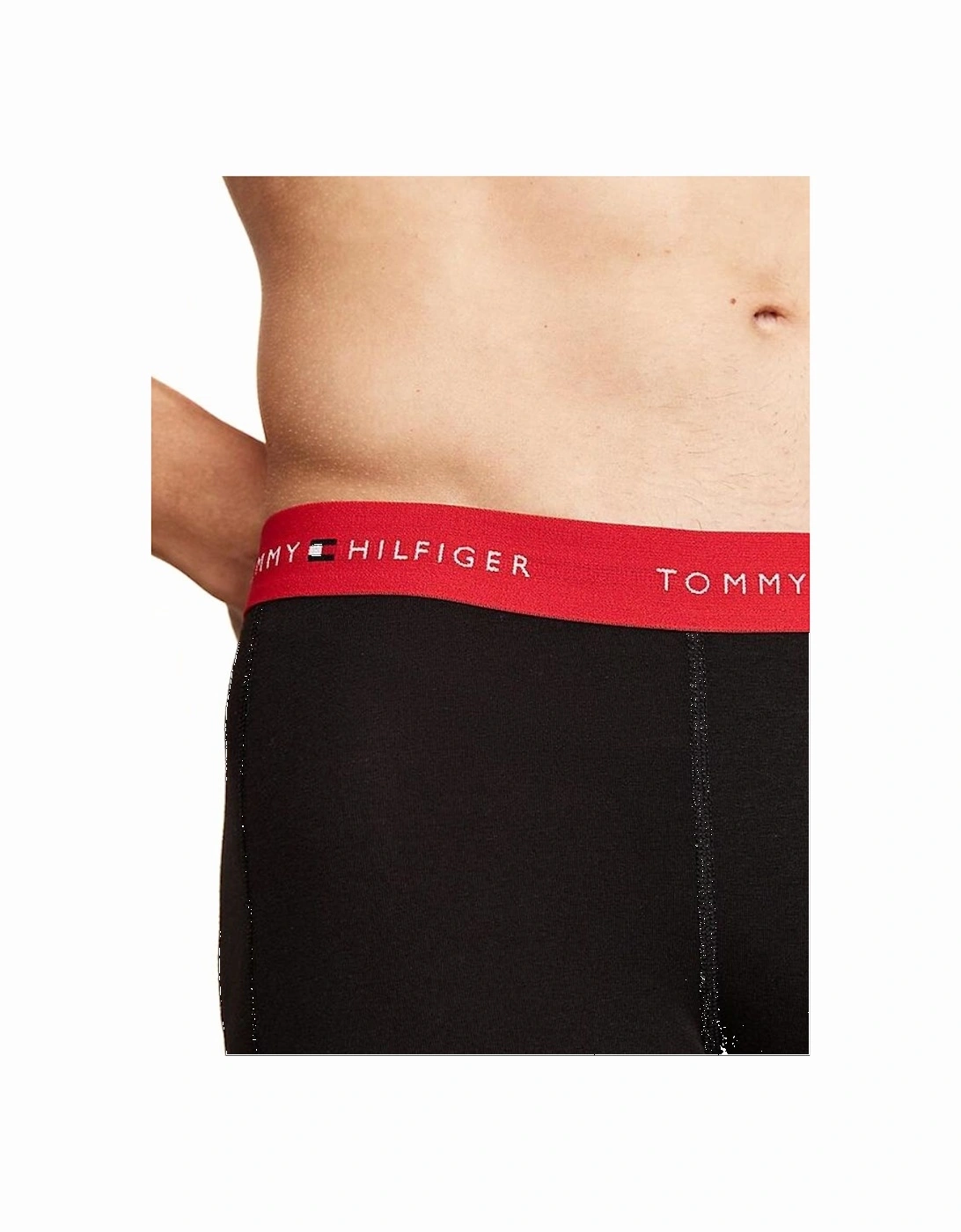 3-Pack Signature Cotton Boxer Trunks, Black/Blue/Red