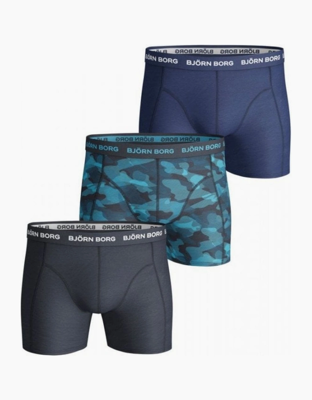 Bjorn Borg Men's Navy 3-Pack Camo Print Boxer Trunks, Blue Mix - : 37/36/32 Xl