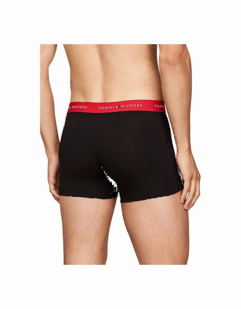 3-Pack Signature Cotton Boxer Trunks, Black/Blue/Red