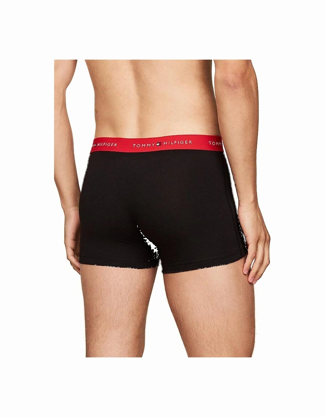 3-Pack Signature Cotton Boxer Trunks, Black/Blue/Red