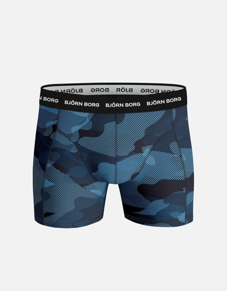 3-Pack Camo Print Boxer Trunks, Blue Mix