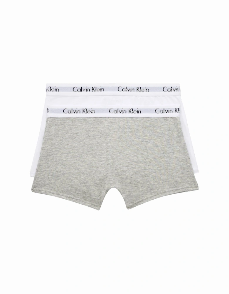 Boys 2-Pack Modern Cotton Boxer Trunks, Heather Grey / White