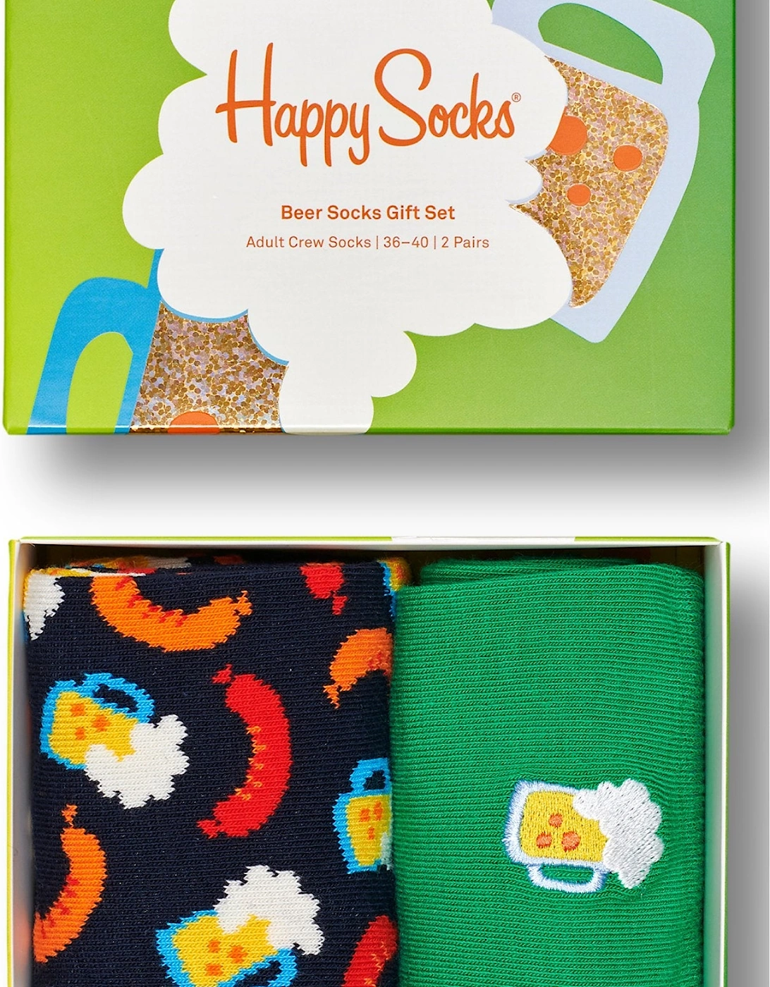 Women's 2-Pack Beer Socks Gift Box, Green/Navy - Size: 5/4/4.5/7/6.5/6/5.5/3/3.5