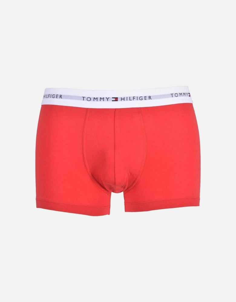 3-Pack Signature Cotton Boxer Trunks, Navy/White/Red