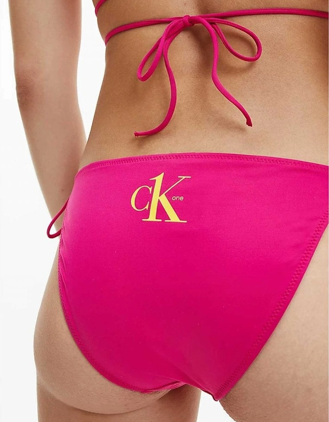 String Side Tie Bikini Bottom, CK One, Royal Pink