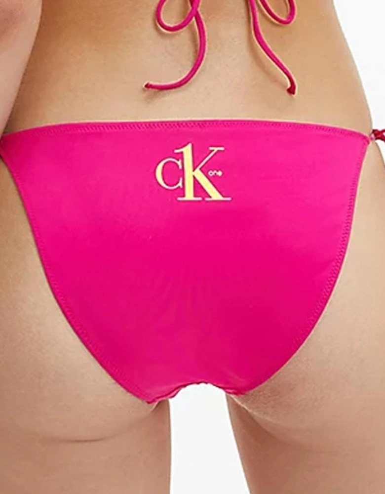 String Side Tie Bikini Bottom, CK One, Royal Pink