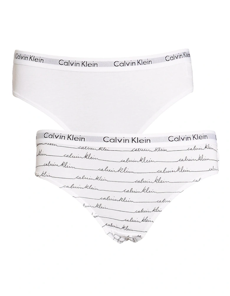 GIRLS 2 Pack Modern Cotton Bikini Brief, Scripted Logo White / White